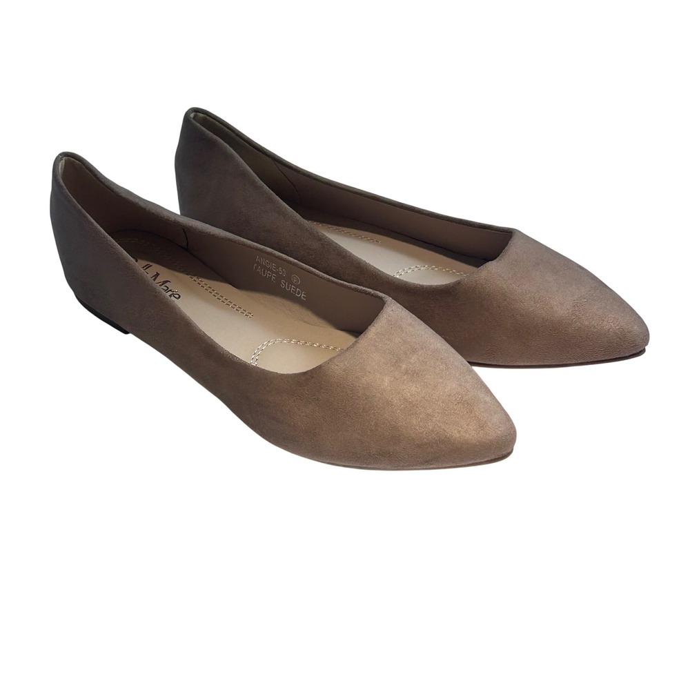 Bella Marie Angie-53 Taupe Faux Suede Pointed Toe Flats Shoes Mens 8.5